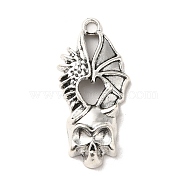 Tibetan Style Alloy Pendants, Cadmium Free & Lead Free, Punk Winged Skull for Halloween, Antique Silver, 35.5x16.5x5mm, Hole: 2.5mm(PALLOY-M217-35AS)