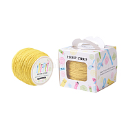 Colored Jute Cord, Jute String, Jute Twine, for Jewelry Making, Yellow, 2mm, 109.36yards/roll(100m/roll)(OCOR-JP0001-2mm-007)