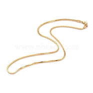 304 Stainless Steel Box Chain Necklaces, with Lobster Claw Clasps, Golden, 17.83 inch(45.3cm), 2mm(NJEW-I245-02A-G)