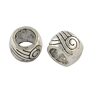 Tibetan Style Zinc Alloy Beads, Large Hole Rondelle Beads, Lead Free & Cadmium Free, Antique Silver, 10x7.3mm, Hole: 6.2mm, about 294pcs/500g(TIBEB-R063-014AS-RS)
