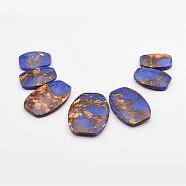 Assembled Bronzite and Lapis Lazuli Graduated Beads Strands, Oval, 30~49x20~35x7mm, Hole: 2mm, 7pcs/strand, 6.69 inch(G-P297-S01)