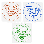 3Pcs 3 Styles PET Hollow Out Drawing Painting Stencils, for DIY Scrapbook, Photo Album, Face Pattern, 300x300mm, 1pc/style(DIY-WH0394-0003)