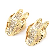 Rack Plating Brass with Clear Cubic Zirconia Pendants, Mask Shape, 
Cadmium Free & Lead Free, Real 18K Gold Plated, 23x13.5x10mm, Hole: 4x3mm(KK-B076-02G)