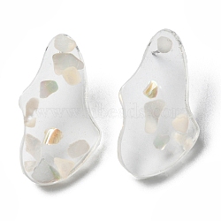 Resin with Shell Twist Teardrop Stud Earrings with Titanium Pins, White, 32x18mm(EJEW-D056-16P)