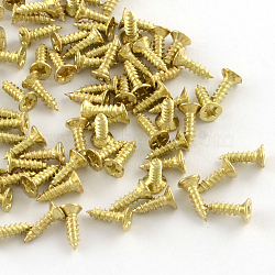 Iron Screws Findings, Golden, 7x4mm, pin: 2mm, about 3755pcs/500g(IFIN-R203-30G)