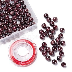 100Pcs 8mm Garnet Beads, with 10m Elastic Crystal Thread, for DIY Stretch Bracelets Making Kits, 8mm, Hole: 1mm(DIY-LS0002-14)