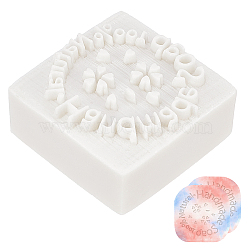 Resin Chapter, DIY Handmade Resin Soap Stamp Chapter, Square, White, Word Handmade Soap 100% Natural, Heart Pattern, 4x4x1.85cm(DIY-WH0250-55)