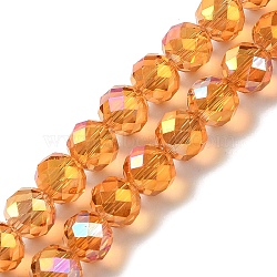 Full Plated Electroplate Beads Strands, Faceted, Round, Dark Orange, 8x7.5mm, Hole: 1.2mm, about 67~68pcs/strand, 20.08~20.28''(51~51.5cm)(EGLA-H104-08A-FR01)