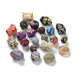 Handmade Polymer Clay Beads, Mixed Color, 9~26x9~25x9~22mm, Hole: 1.4~3.6mm(CLAY-G107-02)