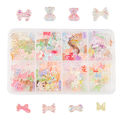Olycraft Resin Cabochons, Nail Art Decoration Accessories, AB Color Plated, Butterfly & Bowknot, Mixed Color, 240pcs/box(MRMJ-OC0001-73)