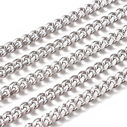 3.28 Feet Handmade 304 Stainless Steel Cuban Link Chains, Chunky Curb Chains, Twisted Chains, Unwelded, Faceted, Stainless Steel Color, 6x4x2mm, Wire: 1.2mm(X-STAS-F229-07B-P)