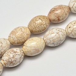 Oval Natural Magnesite Beads Strands, Creamy White, 17x12mm, Hole: 1mm, about 24pcs/strand, 15.4 inch(G-M138-08)
