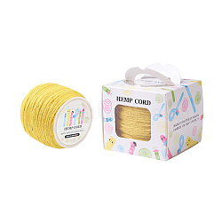 Colored Jute Cord, Jute String, Jute Twine, for Jewelry Making, Yellow, 2mm, 109.36yards/roll(100m/roll)(OCOR-JP0001-2mm-007)