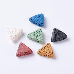 Natural Lava Rock Beads, Dyed, Triangle, Mixed Color, 16~17x17~17.5x5.5mm, Hole: 2mm(G-P316-H)