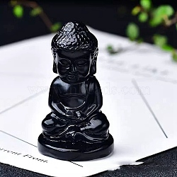 Natural Obsidian Ornament Home Desktop Decoration Craft, Buddha, 60mm(PW-WG52939-23)