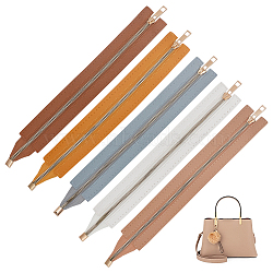 WADORN 5Pcs 5 Colors Alloy Zipper, with PU Leather Frame, for Crochet Purse Making, Mixed Color, 35.5x4.5x0.25cm, 1pc/color(FIND-WR0010-65)