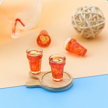 Mini Resin Cups, with Imitation Lemonade Tea, Miniature Ornaments, Micro Landscape Garden Dollhouse Accessories, Pretending Prop Decorations, Orange, 12x18mm