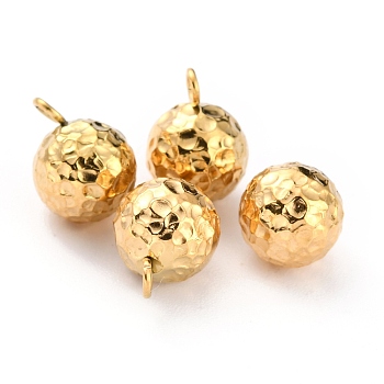 Ion Plating(IP) 304 Stainless Steel Charms, Round, Textured, Golden, 10.8x8mm, Hole: 1.8mm