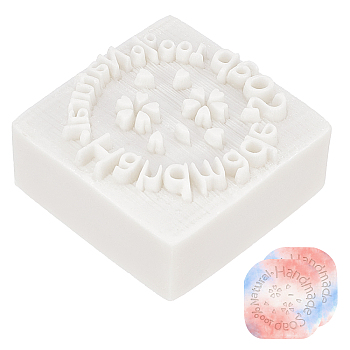 Resin Chapter, DIY Handmade Resin Soap Stamp Chapter, Square, White, Word Handmade Soap 100% Natural, Heart Pattern, 4x4x1.85cm