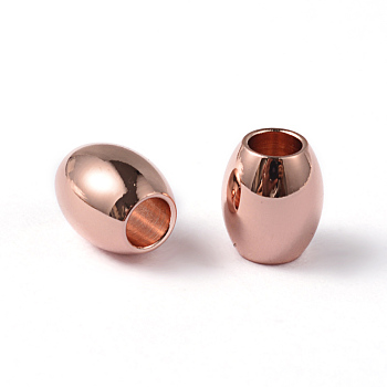 Oval Ion Plating(IP) 202 Stainless Steel Beads, Rose Gold, 7x6mm, Hole: 3mm