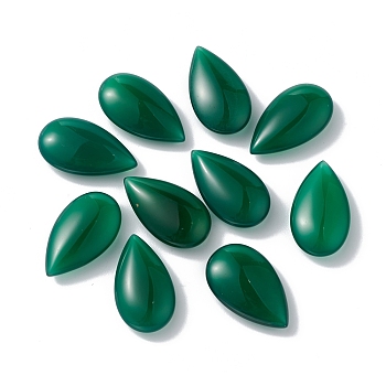 Natural Green Onyx Agate Beads, No Hole/Undrilled, Dyed & Heated, Teardrop, Dark Green, 20.5x12x6.5mm