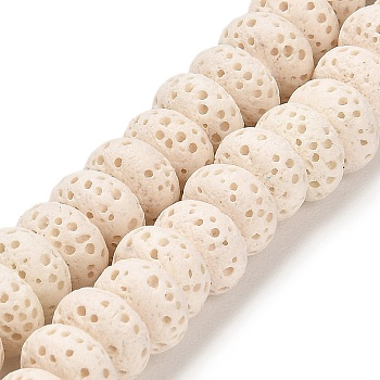 Natural Lava Rock Dyed Beads Strands, Rondelle, White, 8x4.5mm, Hole: 1.6mm, about 43pcs/strand, 7.87 inch(20cm)