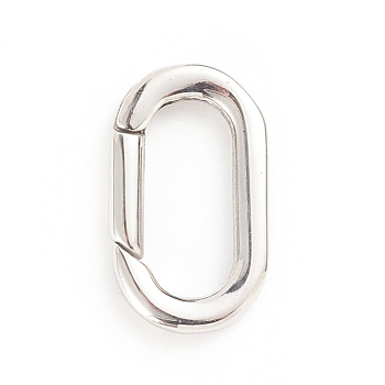 304 Stainless Steel Spring Gate Rings, Oval Rings, Stainless Steel Color, 9 Gauge, 22.5x13x3mm, Inner Diameter: 16.5x7mm