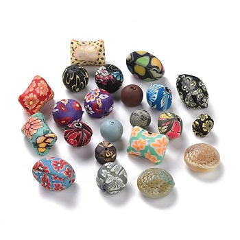 Handmade Polymer Clay Beads, Mixed Color, 9~26x9~25x9~22mm, Hole: 1.4~3.6mm