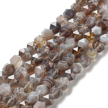 Natural Botswana Agate Beads Strands, Faceted, Star Cut Round Beads, 5.5~6x5.5~6x5.5~6mm, Hole: 1mm, about 66pcs/strand, 15.35 inch(39cm)