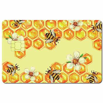 PVC Plastic Waterproof Card Stickers, Self-adhesion Card Skin for Bank Card Decor, Rectangle, Bees, 186.3x137.3mm