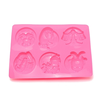 DIY Food Grade Silicone Molds, Resin Casting Molds, For UV Resin, Epoxy Resin Jewelry Making, Twelve Constellations, Hot Pink, 167x230x27.5mm