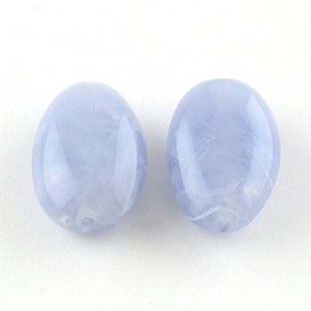 Oval Imitation Gemstone Acrylic Beads, Cornflower Blue, 41x26x15mm, Hole: 3mm, about 46pcs/500g