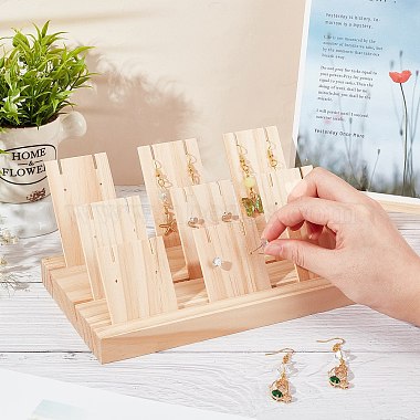 Wooden Earring Holder Necklace Shelf Tray Counter Pendant Jewelry Storage Props Display(EDIS-WH0012-02)-2