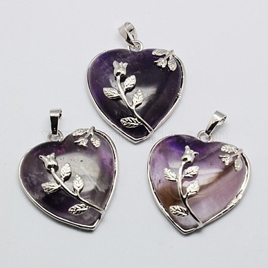 Platinum Purple Heart Amethyst Pendants