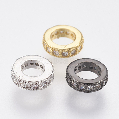 8mm Ring Brass+Cubic Zirconia European Beads
