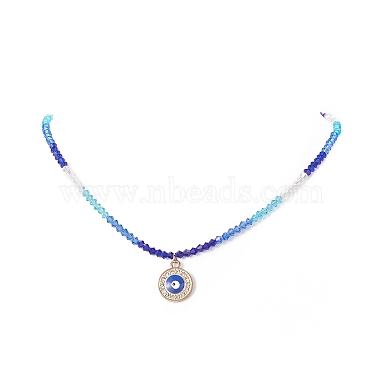 Alloy Enamel Evil Eye Pendant Necklace with Crystal Rhinestone(NJEW-JN04206)-5
