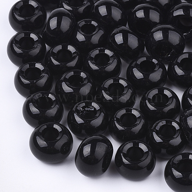 15mm Black Rondelle Glass Beads
