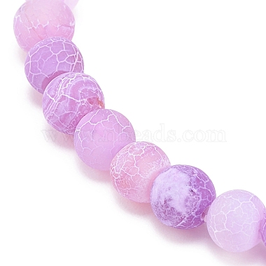 Natural Weathered Agate(Dyed) Round Beaded Stretch Bracelet(BJEW-JB08363-01)-5