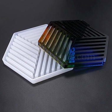 Полые шестиугольные коврики для чашки diy силиконовые Молды(DIY-OC0003-13)-7