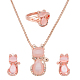 Cat Glass & Plastic Pendant Necklaces & Stud Earrings & Finger Rings(SJEW-AN0001-52)-1