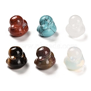 Natural & Synthetic Mixed Gemstone Carved Healing Duck Figurines, Reiki Energy Stone Display Decorations, 18~19.5x17.5~18x23~25mm(G-M424-11)