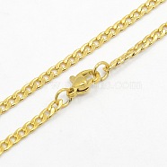 Men's 304 Stainless Steel Curb Chain Necklaces, with Lobster Claw Clasps, Golden, 29.5 inch(74.9cm)(STAS-O037-65G)