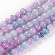 Crackle Glass Beads Strands, Imitation Agate, Round, Colorful, 8~8.5mm, Hole: 1.4~1.5mm, about 49~51pcs/strand, 14.6 inch~15 inch(37.2~38.2cm)(X-CCG-L002-B-24)