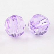 Transparent Acrylic Beads, Faceted Round, Medium Purple, about 12mm in diameter, hole: 2mm, about 568pcs/500g(PL505Y-15)