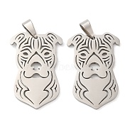 201 Stainless Steel Pendants, Laser Cut, Pit Bull Terrier Dog Charm, Stainless Steel Color, 30x20x1mm, Hole: 7x3.5mm(STAS-Q245-03P)