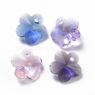 Glass Rhinestone Charms, Faceted, Plum Blossom, Mixed Color, 9.5x10x5mm, Hole: 1.2mm(RGLA-L020-B-M)