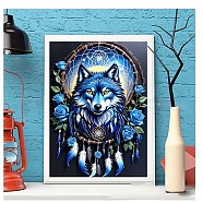 DIY Diamond Painting Stickers Kits For Kids, including Resin Rhinestone, Diamond Sticky Pen, Tray Plate, Glue Clay, Wolf, 400x300x0.2mm, Resin Rhinestone: 2.5x1mm, 20 color, 1bag/color, 20bags(DIY-G115-02D)