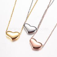 304 Stainless Steel Pendant Necklaces, with Lobster Clasps, Heart, Mixed Color, 18.11 inch(46cm)(NJEW-D277-34)