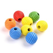 Dyed Natural Wood Beehive Beads, Round, Mixed Color, 20x18.5mm, Hole: 6mm, about 234pcs/500g(WOOD-R249-056)