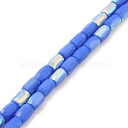 Frosted Imitation Jade Glass Beads Strands, AB Color Plated, Faceted, Column, Royal Blue, 6.5x4mm, Hole: 1mm, about 80pcs/strand, 20.39''(51.8cm)(GLAA-P058-07A-03)